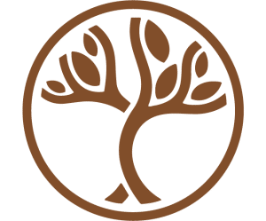 logo clinica trianon Árvore estilizada em círculo marrom