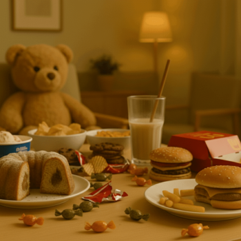 Exemplo visual de comportamento associado à compulsão alimentar na infância