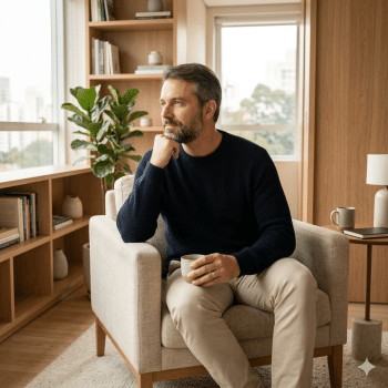 homem refletindo sobre saúde mental e terapia para homens